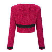 ARTE PURA Rose Red Square Collar Wool Patchwork Jacket | MADA IN CHINA