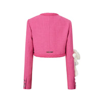 13DE MARZO Rosy Classic Weave Tweed Short Jacket | MADA IN CHINA