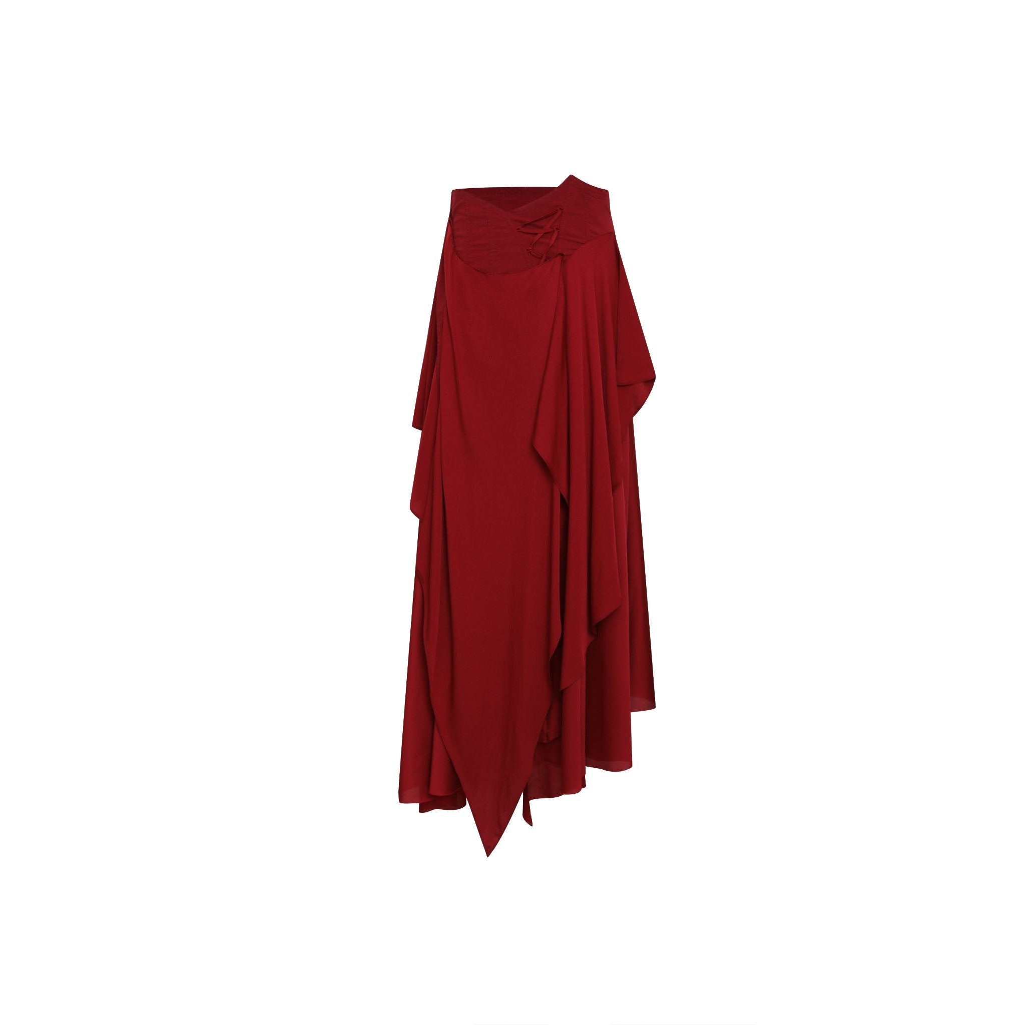 ELYWOOD Ruby Drape Mid-Length Montage Skirt | MADA IN CHINA
