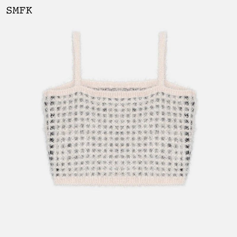 SMFK Rye Check Pattern Knitted Suspenders White | MADA IN CHINA