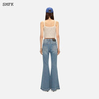 SMFK Rye Check Pattern Knitted Suspenders White | MADA IN CHINA