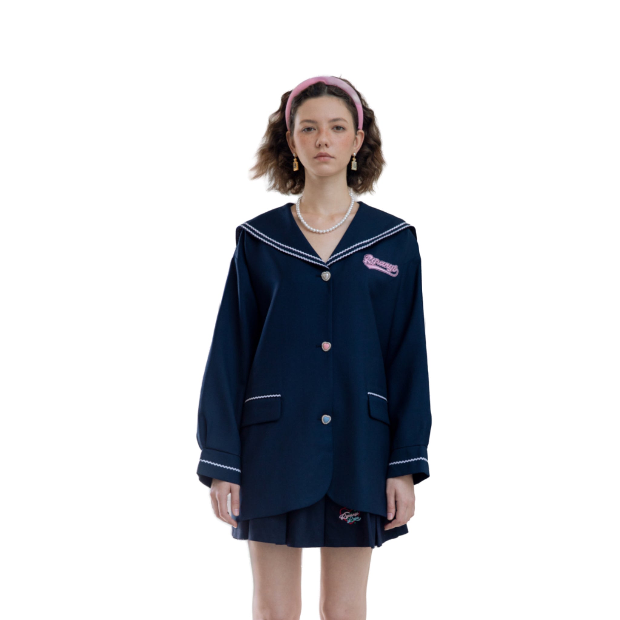 RYRANYI Sailor Collared Jacket In Navy Blue | MADA IN CHINA