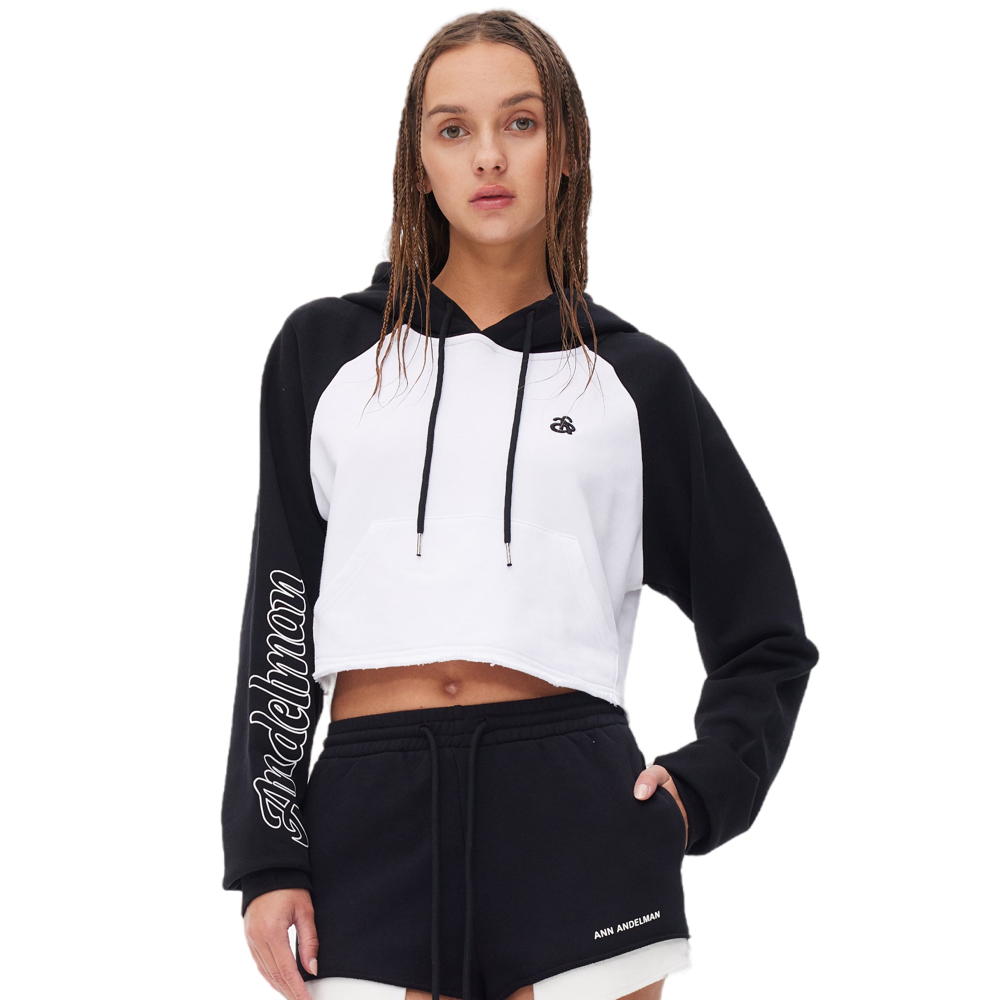 ANN ANDELMAN Short Hoodie Black And White | MADA IN CHINA