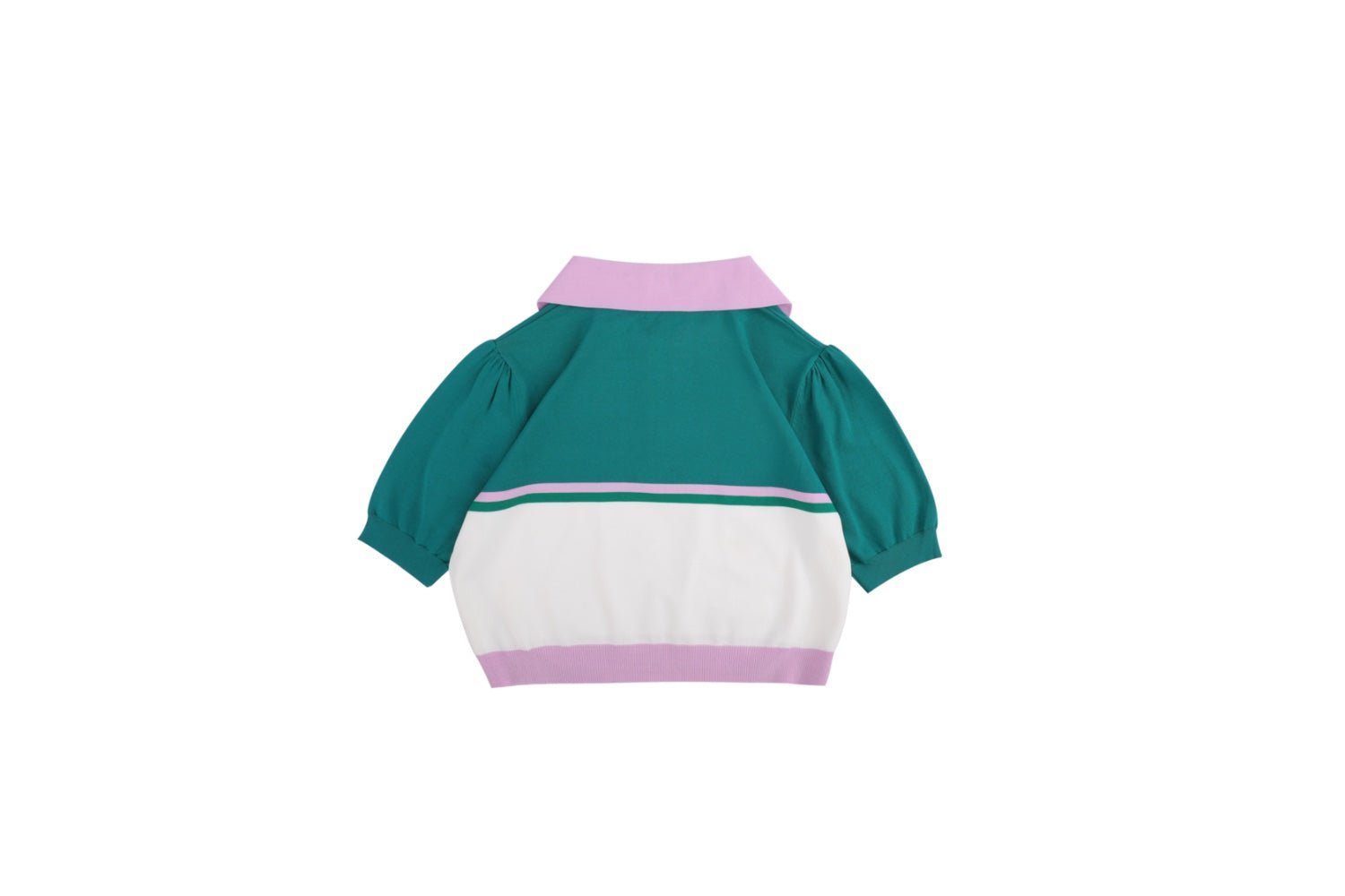 RYRANYI Short Knitted Polo In Lake Green and White | MADA IN CHINA