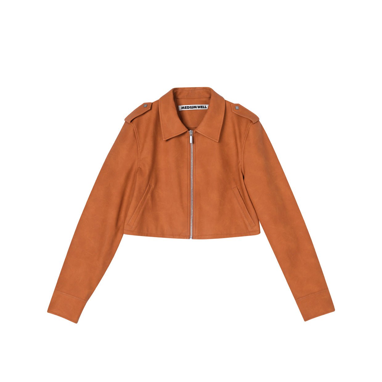 MEDIUM WELL Short Orange Leather Jacket | MADA IN CHINA