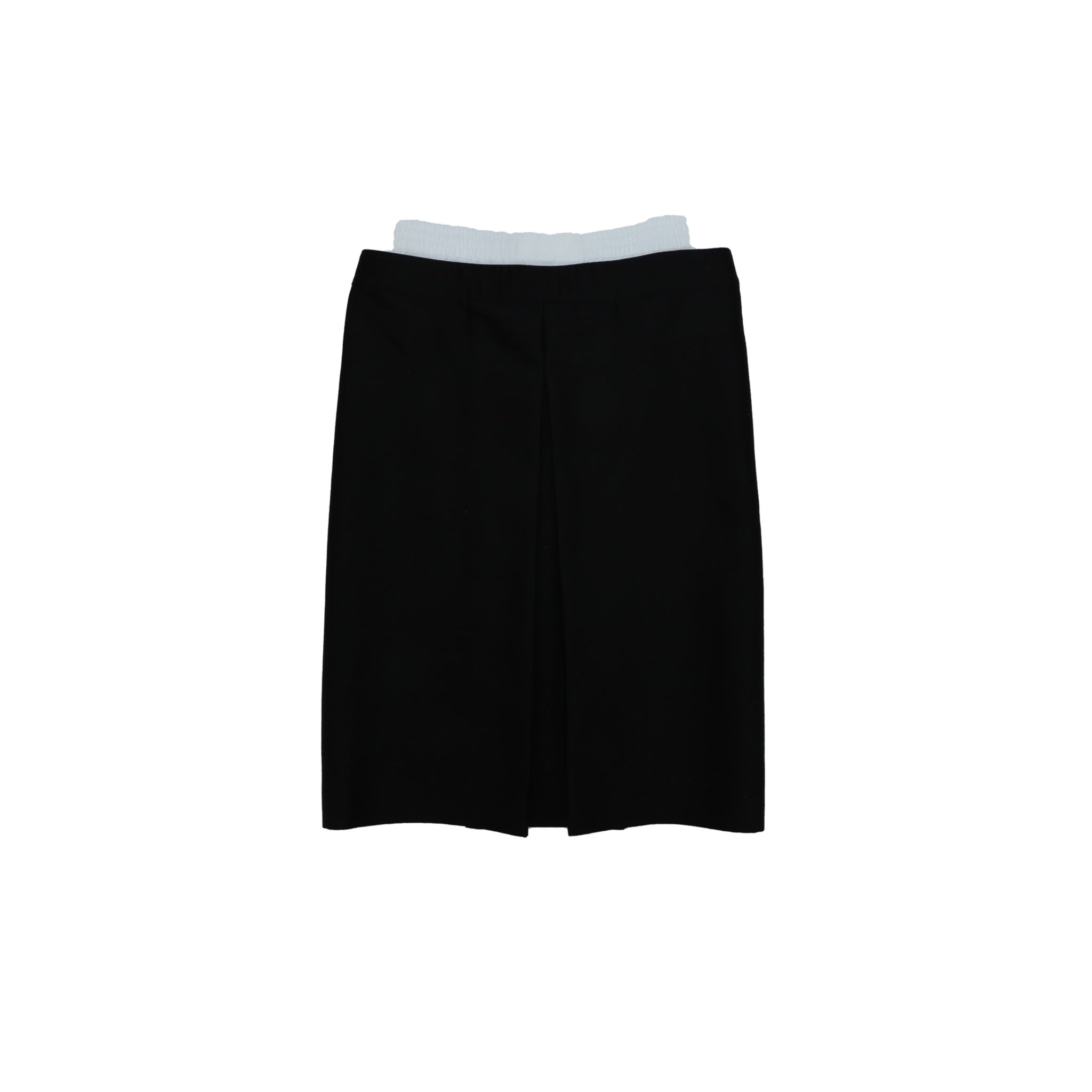 ilEWUOY Silk Wool Double Waistband Patchwork Skirt in Black | MADA IN CHINA