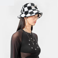 SMFK SMFK Black Chessboard Bucket Hats | MADA IN CHINA