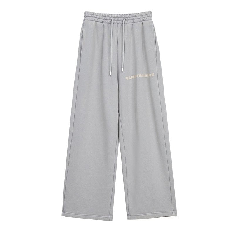VANN VALRENCÉ Smoky Grey Logo Print Pants | MADA IN CHINA