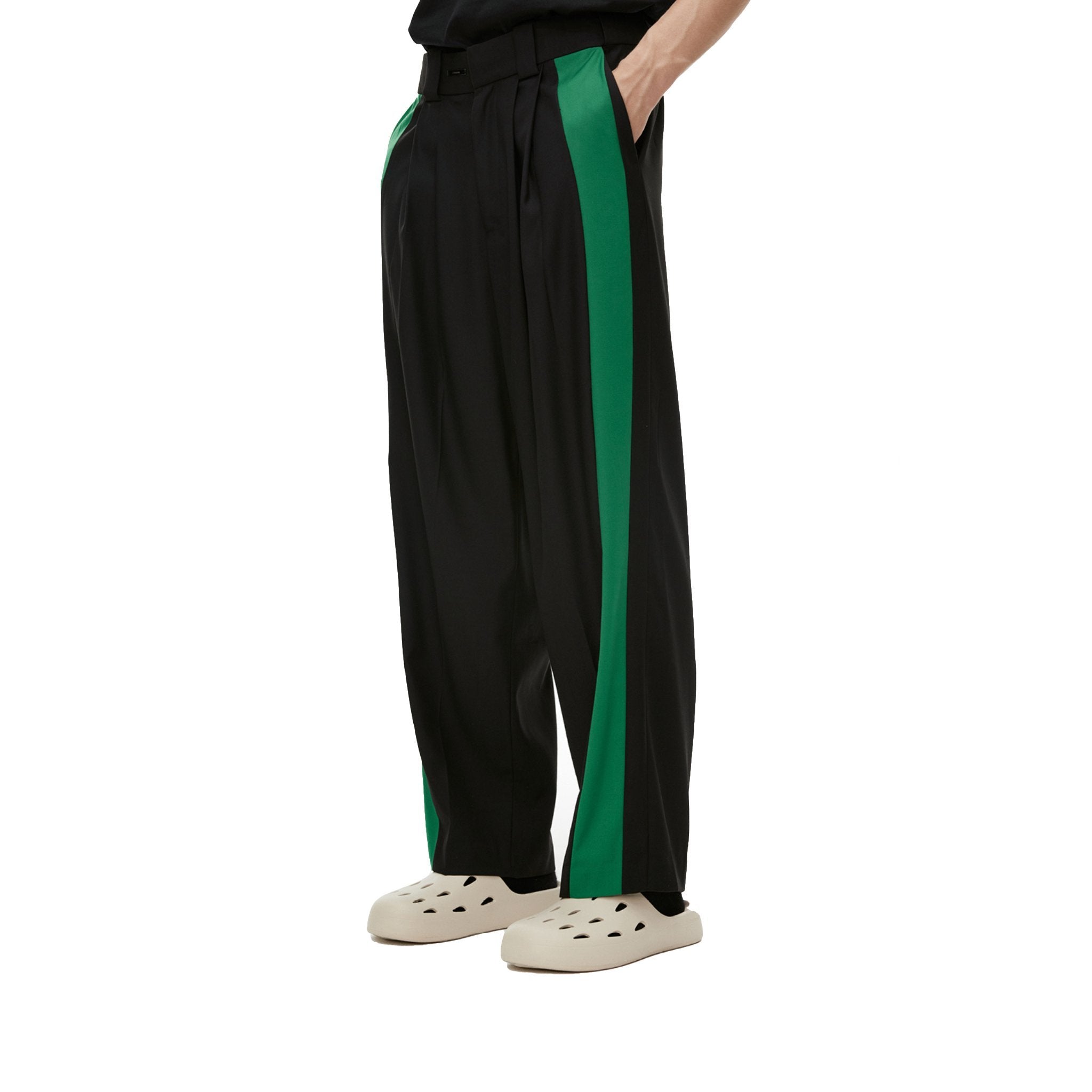 Unawares Stitching Color Mosaic Loose Long Trousers Black | MADA IN CHINA