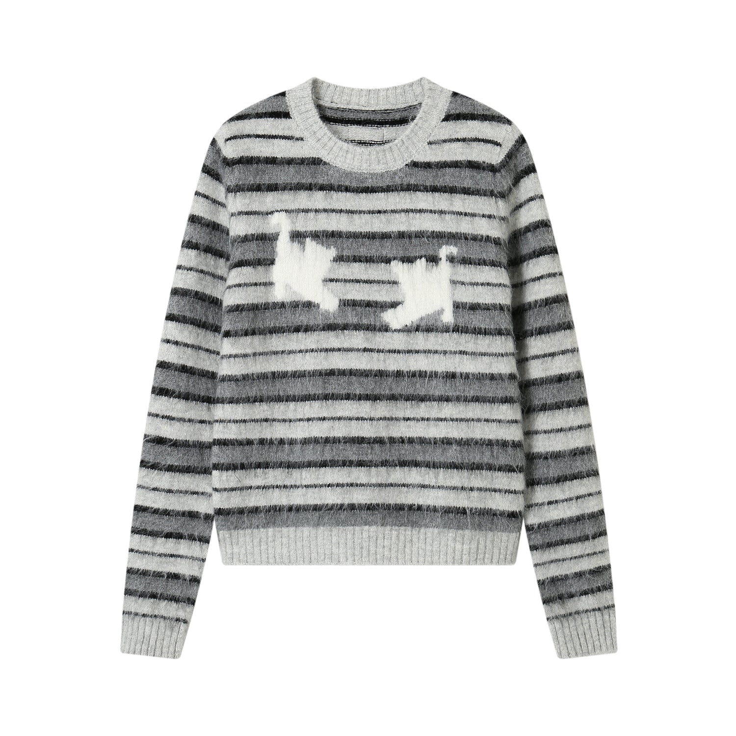 SOMESOWE Stripe Kitty Round Neck Sweater | MADA IN CHINA