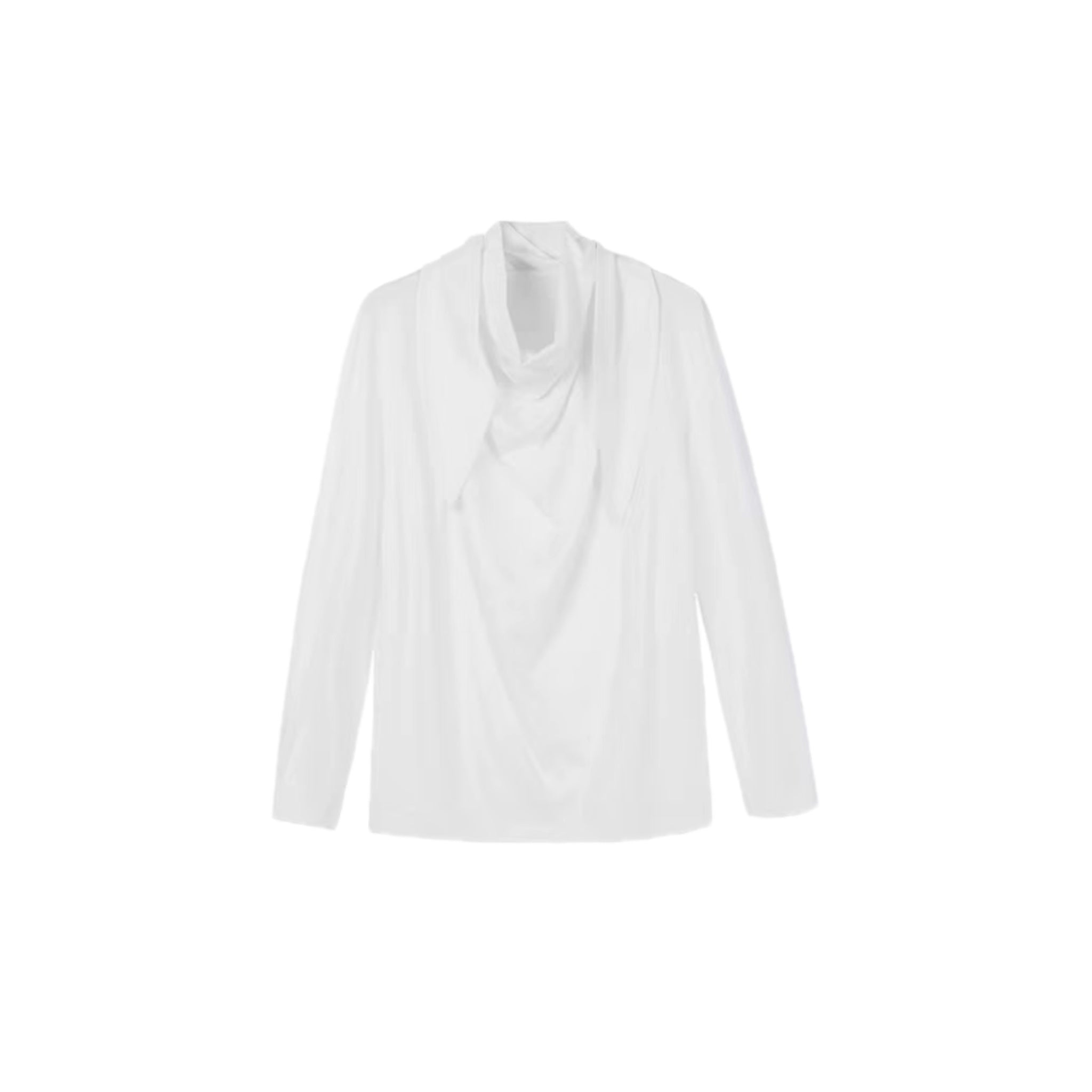 ilEWUOY T-scarf Collar Lace-up Long Sleeves in White | MADA IN CHINA