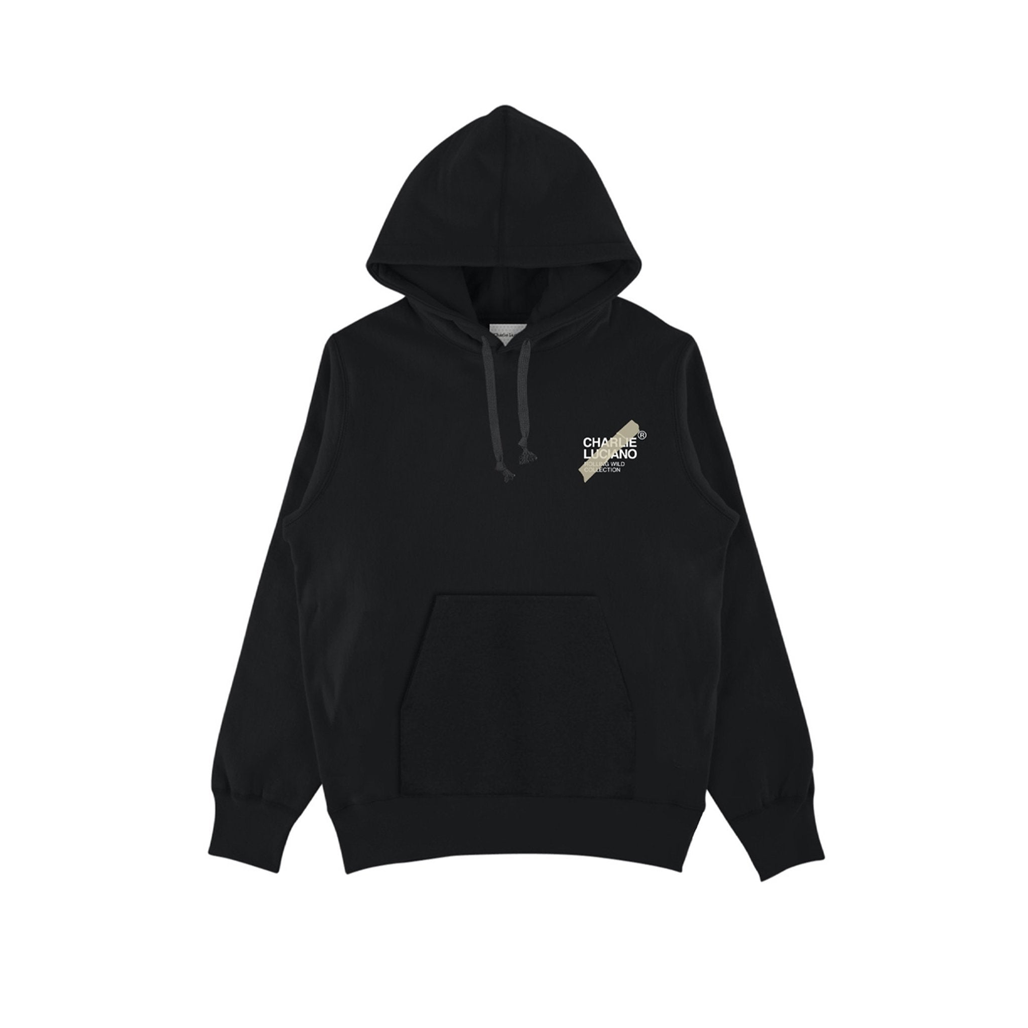 CHARLIE LUCIANO Tape Leopard Logo Hoodie Black | MADA IN CHINA