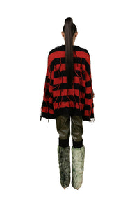 ANN ANDELMAN Tassel Pullover Sweater Black & Red | MADA IN CHINA