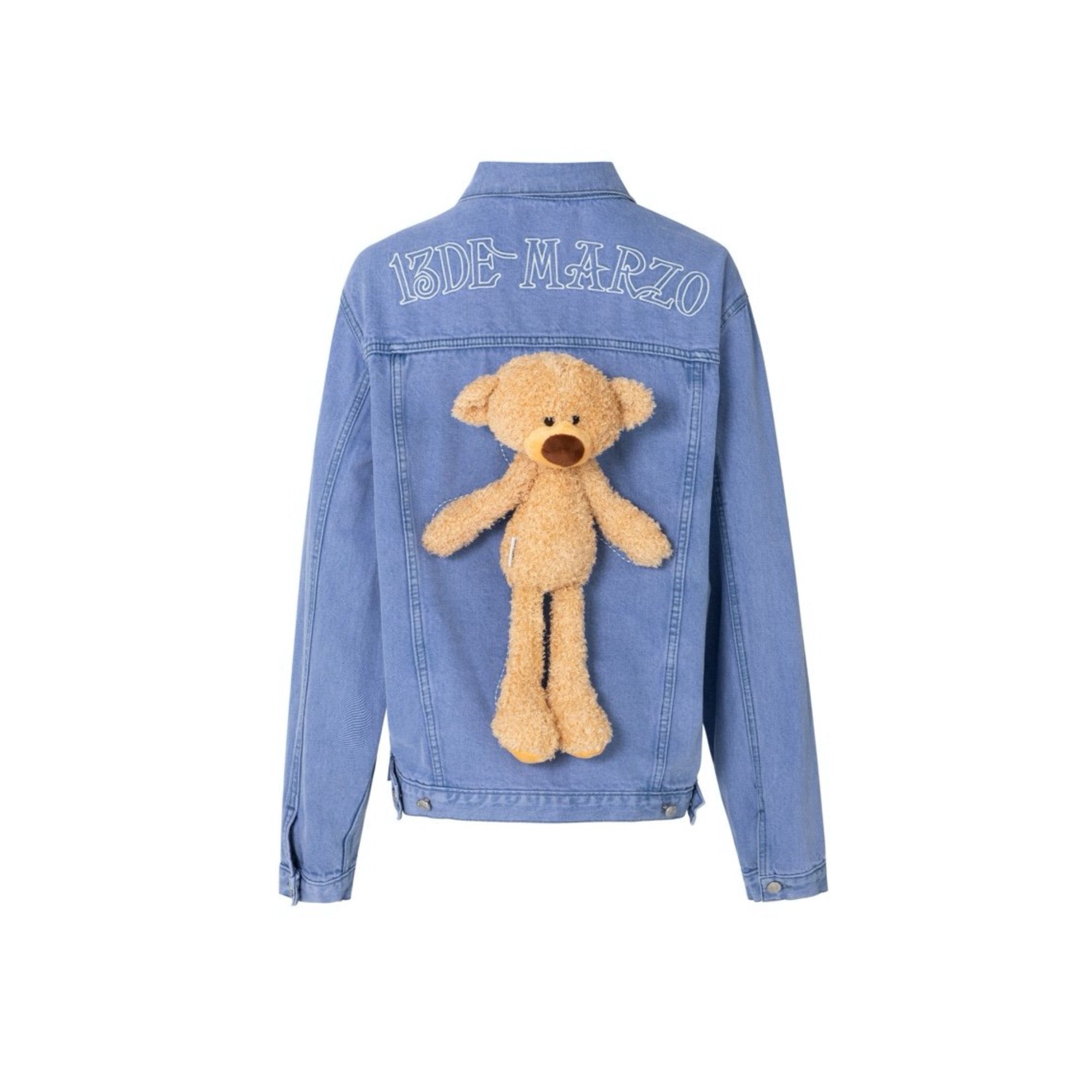 13 DE MARZO Teddy Bear Denim Jacket Lavender & MADA IN CHINA