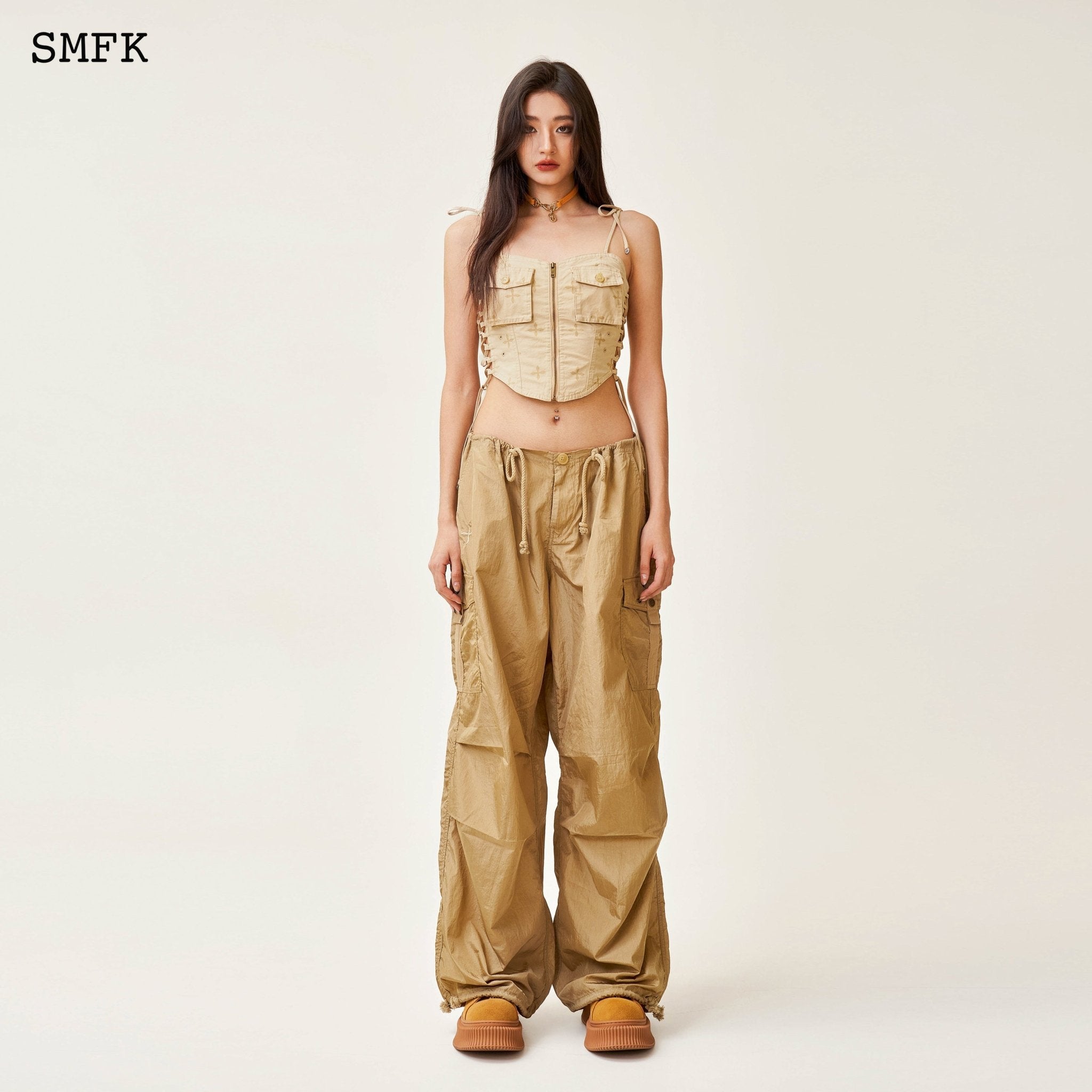 SMFK Temple Garden Paratrooper Cropped Top In Nude | MADA IN CHINA