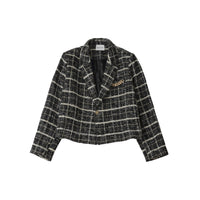 CHARLIE LUCIANO Tweed Cropped Blazer Jacket Black | MADA IN CHINA