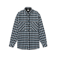CHARLIE LUCIANO Tweed Overshirt Houndstooth Blue | MADA IN CHINA
