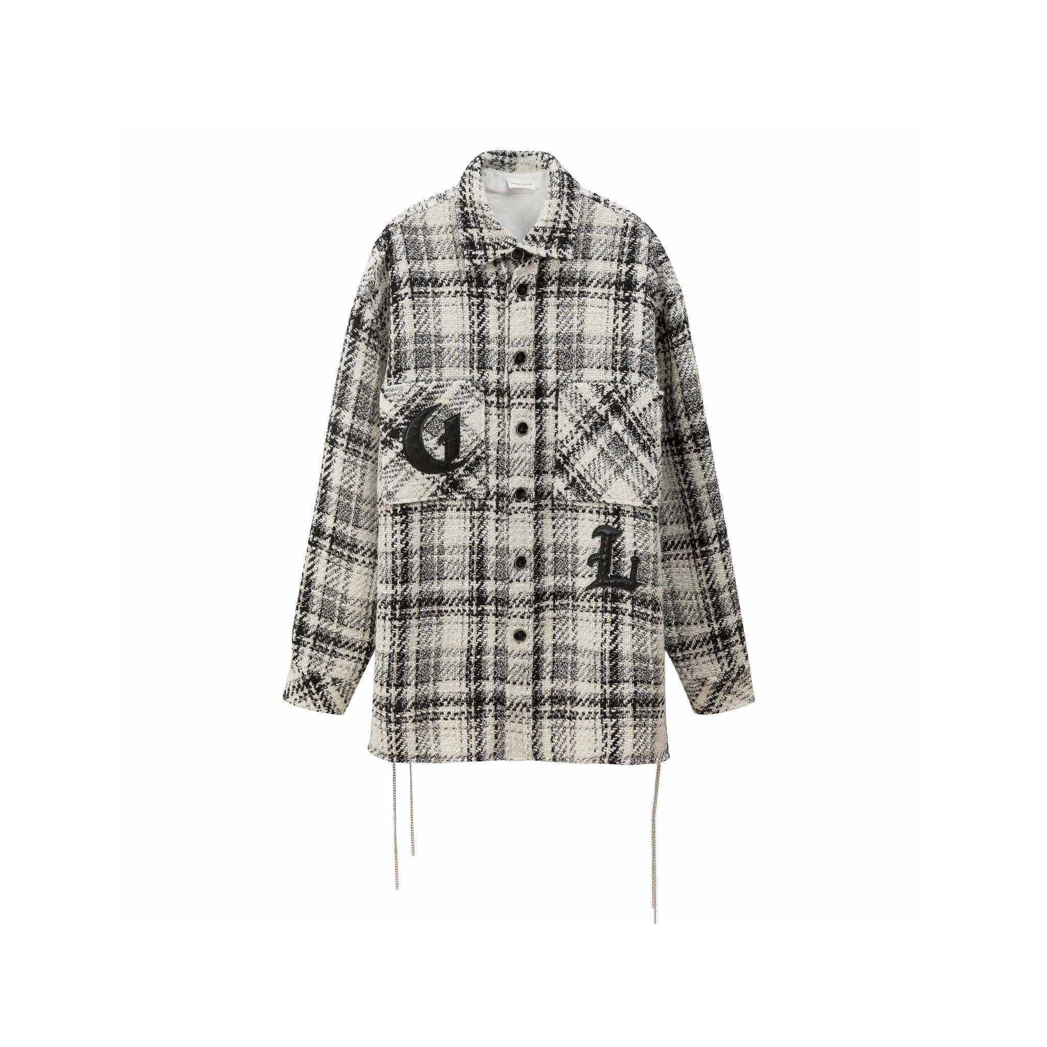 CHARLIE LUCIANO Tweed Overshirt With Both Side Chains | MADA IN CHINA
