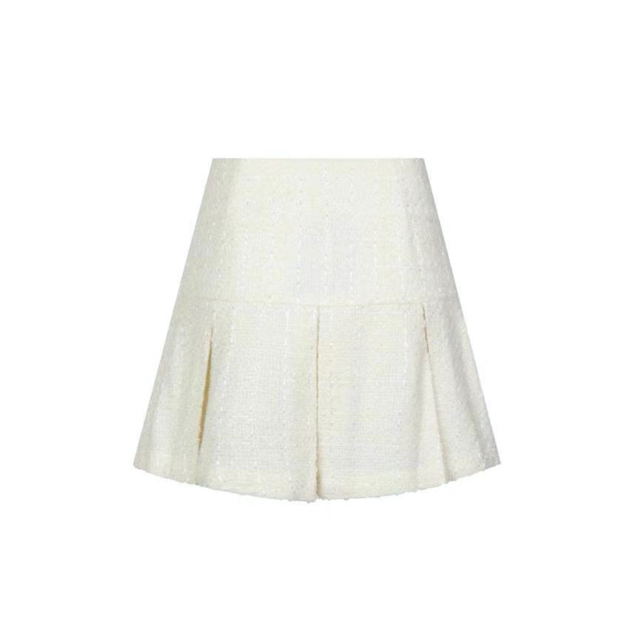 13 DE MARZO Tweed Palda Bear Sivided Skirt White | MADA IN CHINA