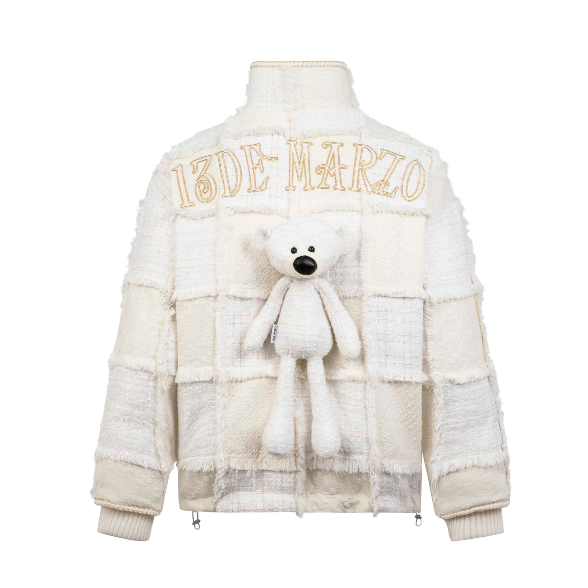 13 DE MARZO Tweed Patch Down Jacket Marshmallow | MADA IN CHINA