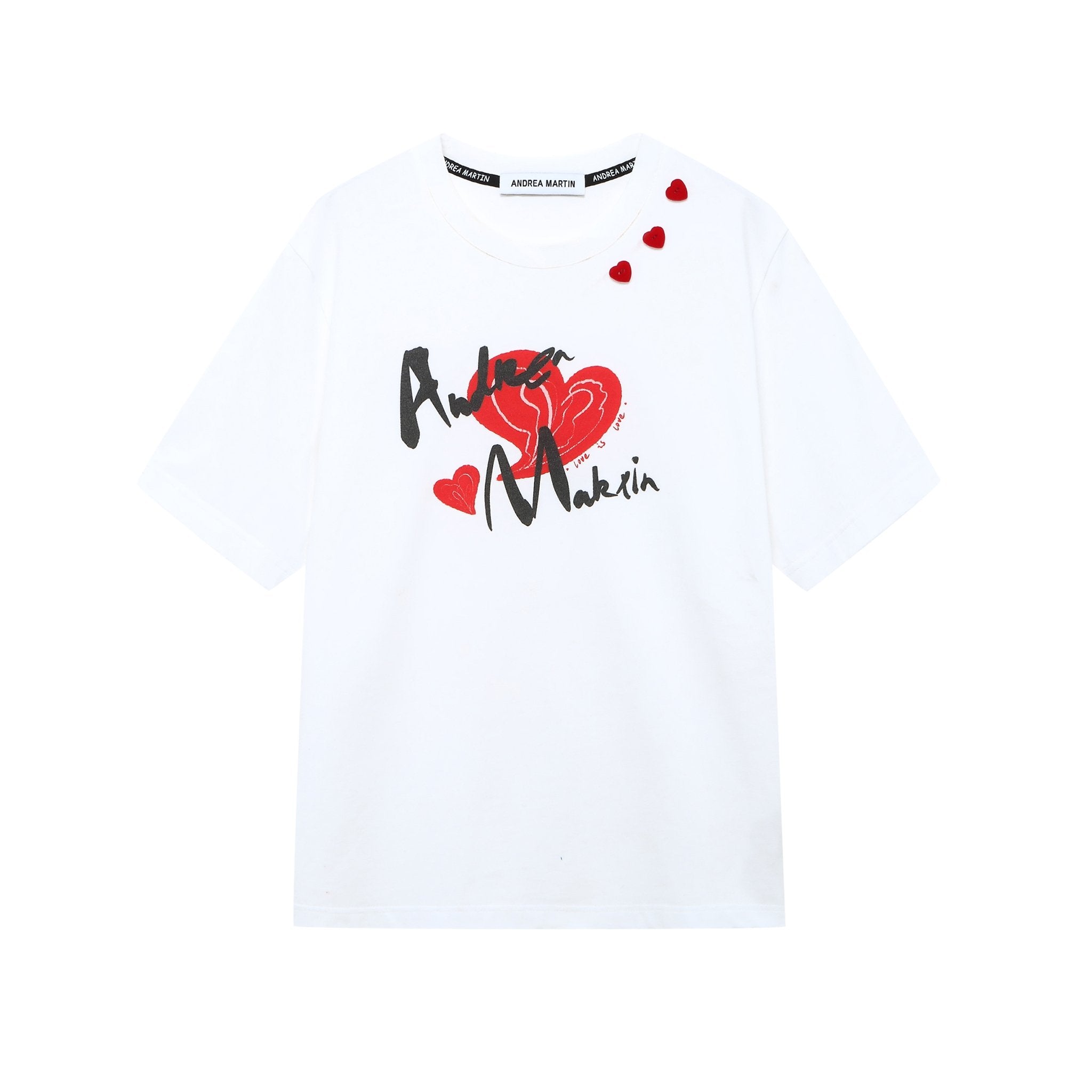 Andrea Martin Velvet Heart Button Logo Short Sleeves | MADA IN CHINA