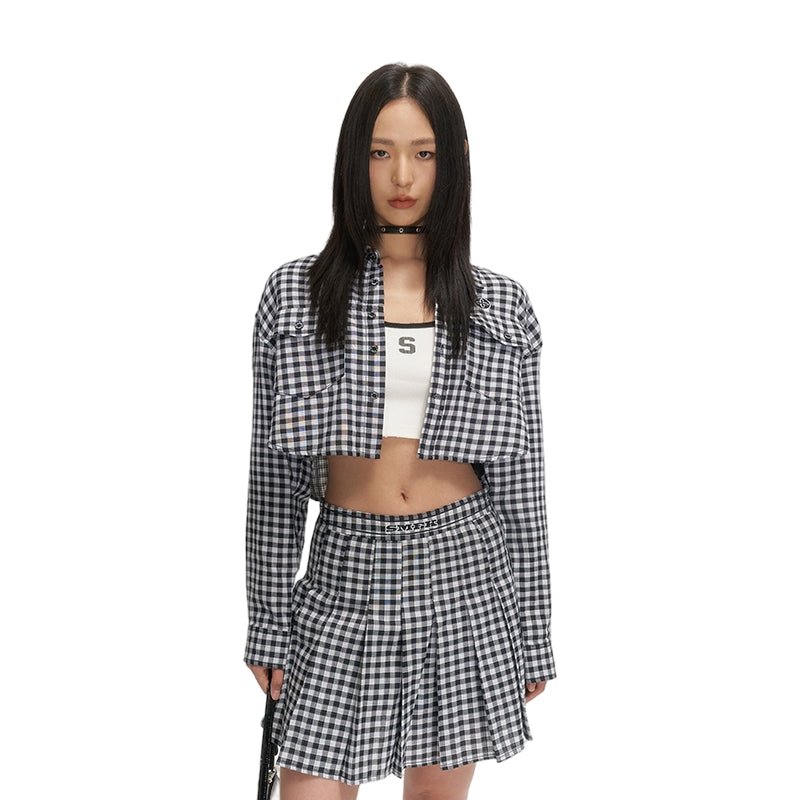 SMFK Vintage Academy Black And White Checkered Short Shirt | MADA IN CHINA