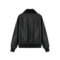 SOMESOWE Vintage Fleece Collar Flight Jacket Black | MADA IN CHINA