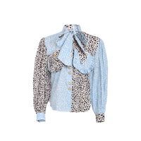 MOTOGUO Vintage Leopard Print Patchwork Woven Shirt | MADA IN CHINA