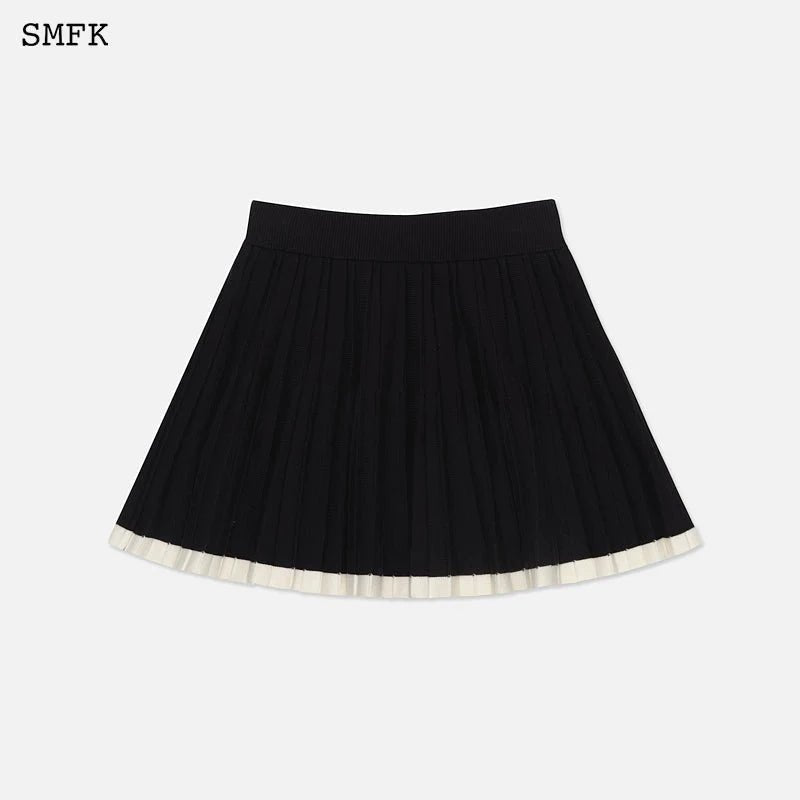 SMFK Vintage School Knit Pleated Skirt Black | MADA IN CHINA