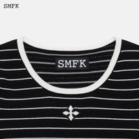 SMFK Vintage School Striped Knit Tee Black | MADA IN CHINA