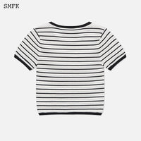 SMFK Vintage School Striped Knit Tee White | MADA IN CHINA