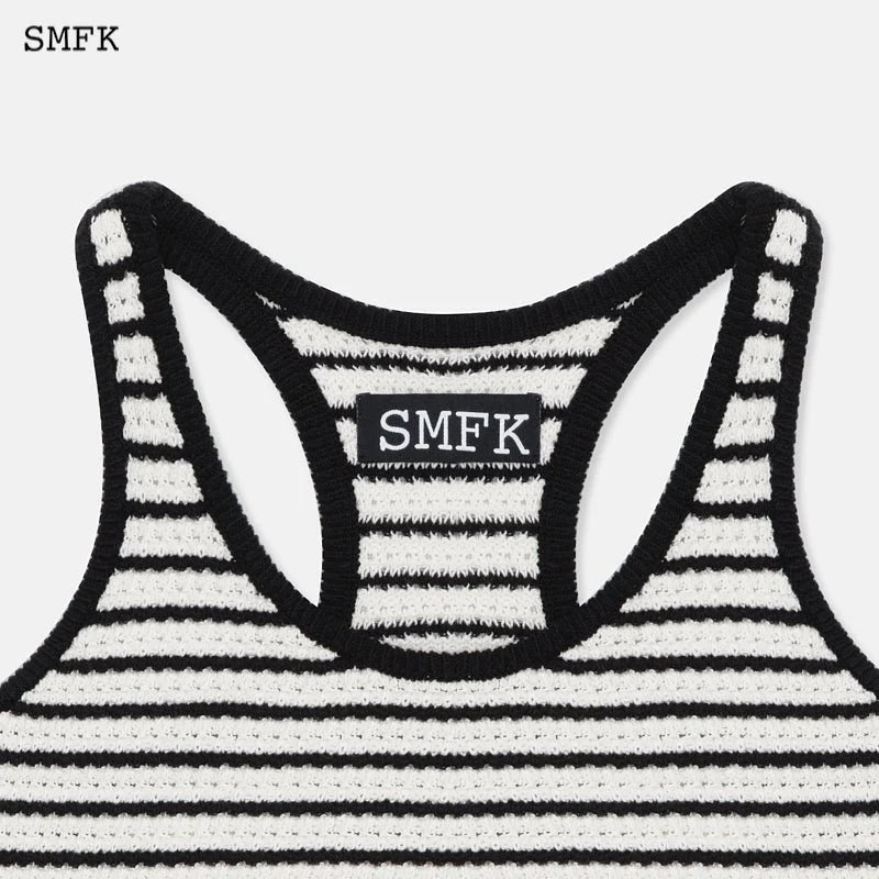 SMFK Vintage School Striped Knit Vest White | MADA IN CHINA