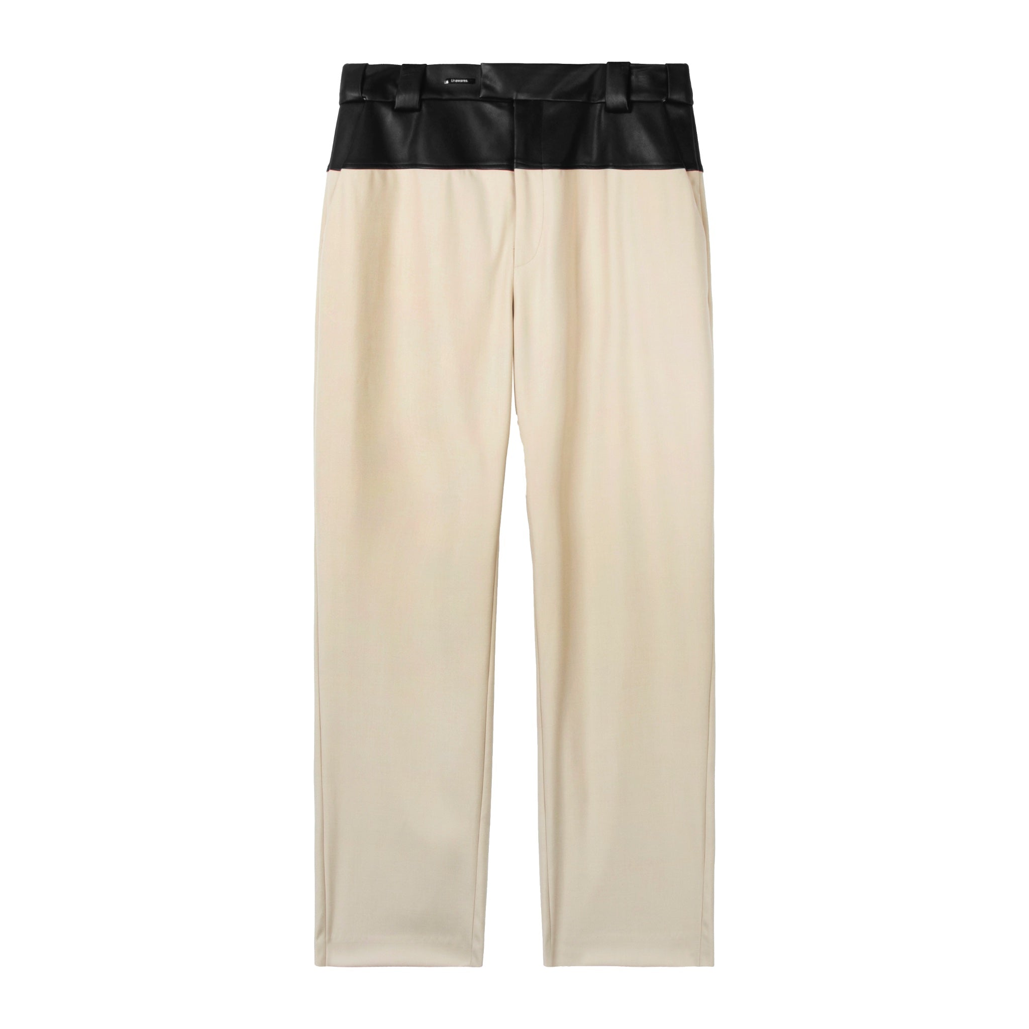 UNAWARES Waist Stitching PU Leather Pleated Loose Trousers | MADA IN CHINA