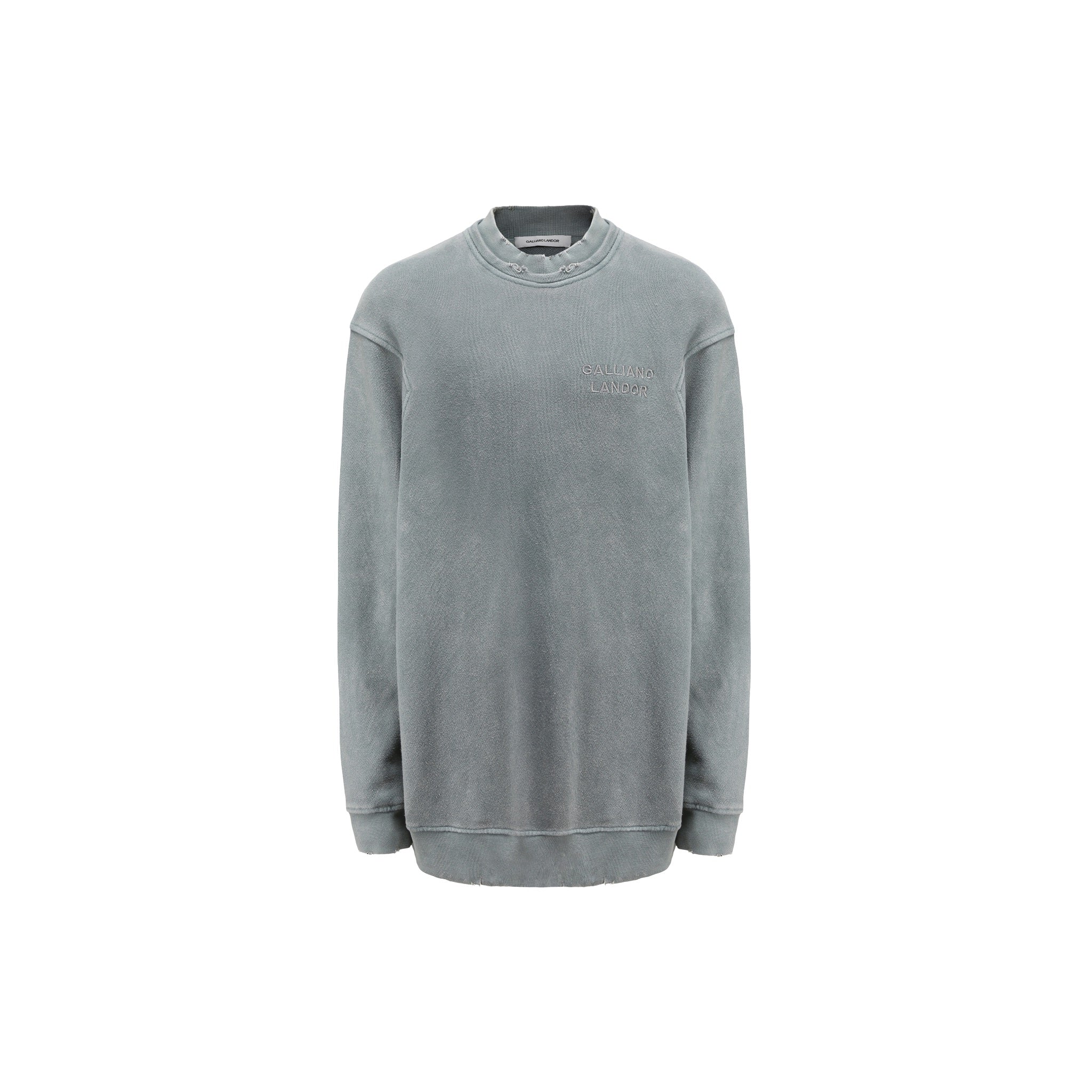 GALLIANO LANDOR Washed Gray Round Neck Sweater | MADA IN CHINA