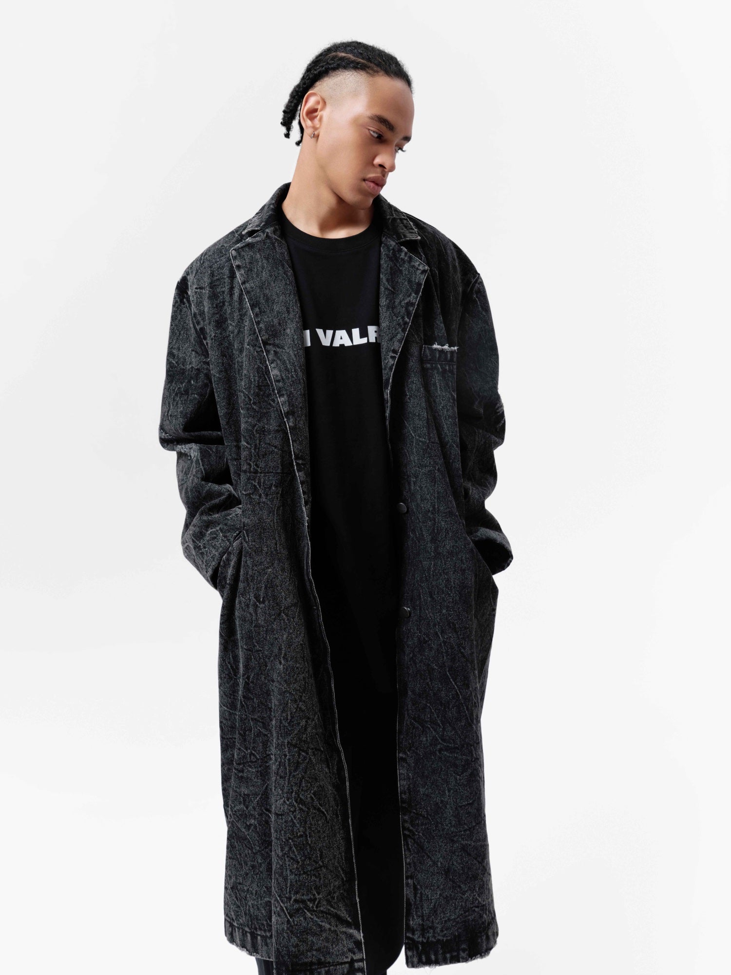 VANN VALRENCÉ Washing Grey Jeans Trench Coat | MADA IN CHINA