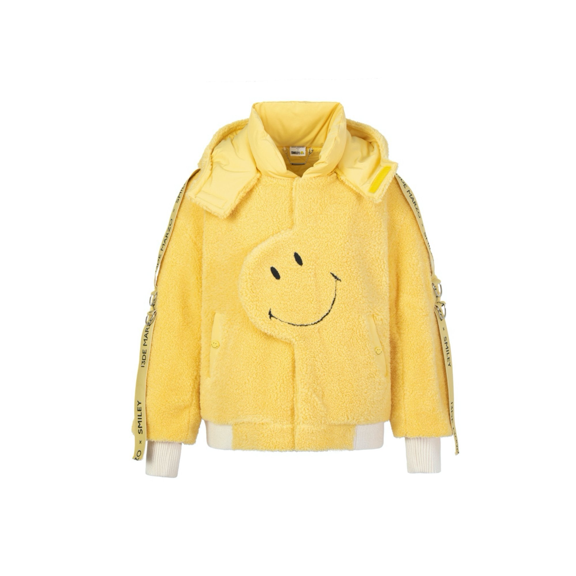 13DE MARZO x Smiley Webbing Lamb Wool Coat Yellow | MADA IN CHINA