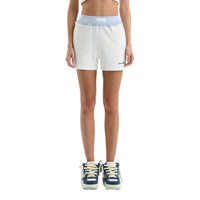 ANN ANDELMAN White and Blue Vertical Patchwork Short Sweatpants | MADA IN CHINA