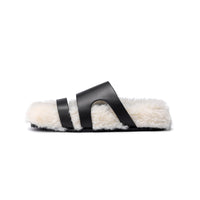 LOST IN ECHO White Asymmetric Comfortable Furry Slippers | MADA IN CHINA