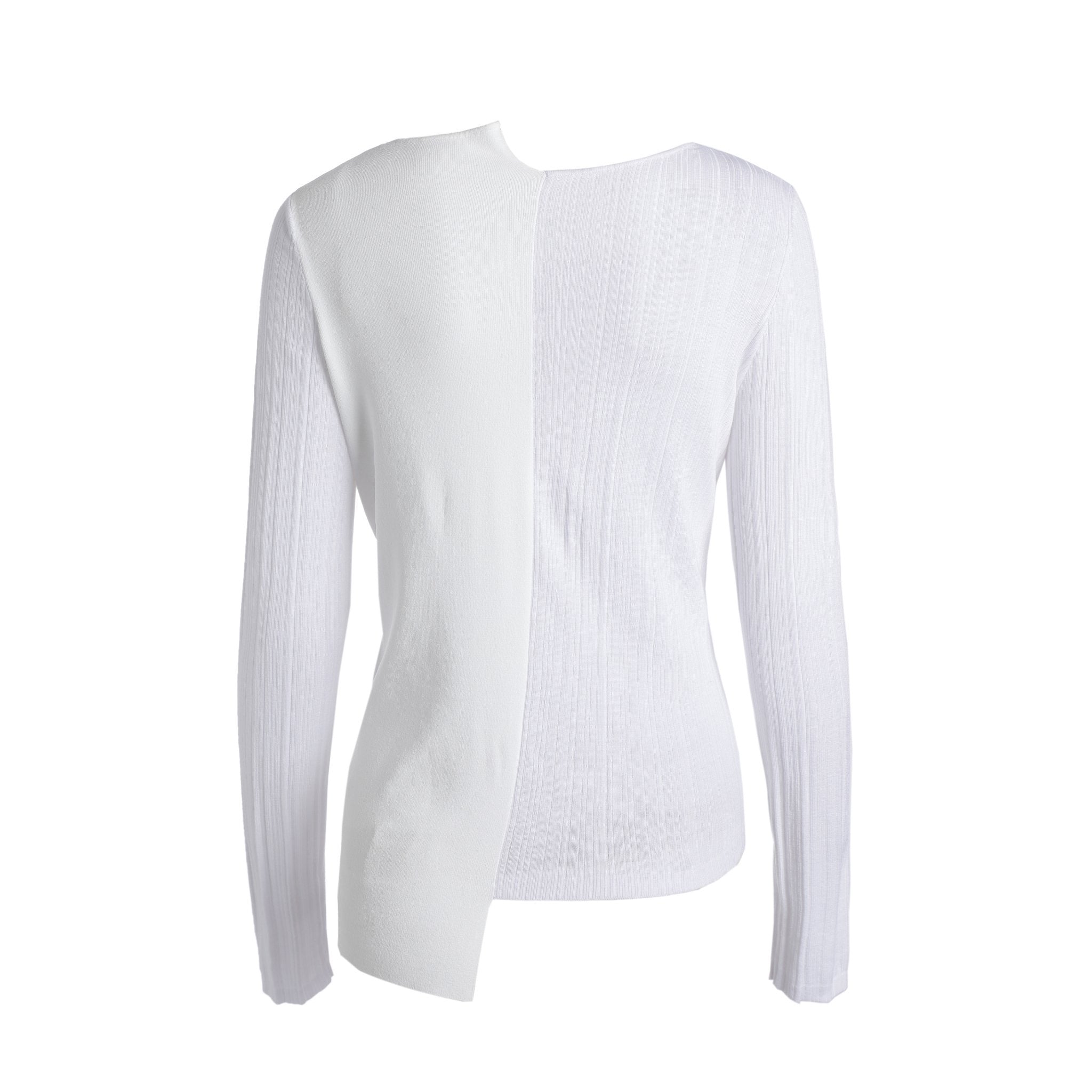 FENGYI TAN White Asymmetric Knitted Top | MADA IN CHINA