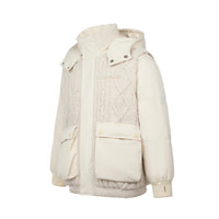 13DE MARZO White Bear Weave Knit Patch Down Jacket | MADA IN CHINA
