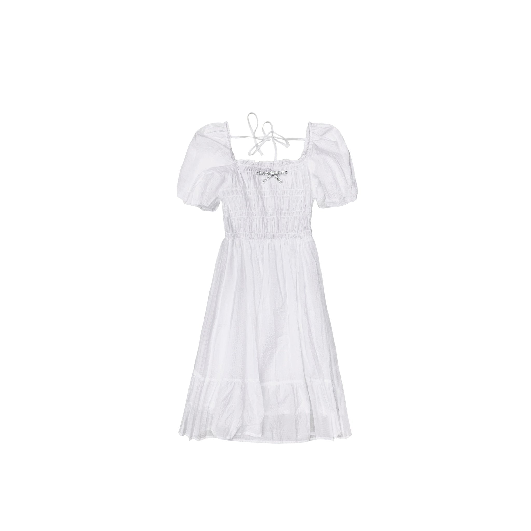 AIMME SPARROW White Bowtie Bubble Dress﻿ | MADA IN CHINA