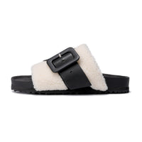 LOST IN ECHO White Buckle Decoration Furry Slippers | MADA IN CHINA