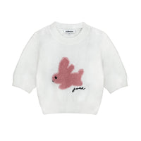 SOMESOWE White Bunny Short Sleeve Knitted Sweater | MADA IN CHINA