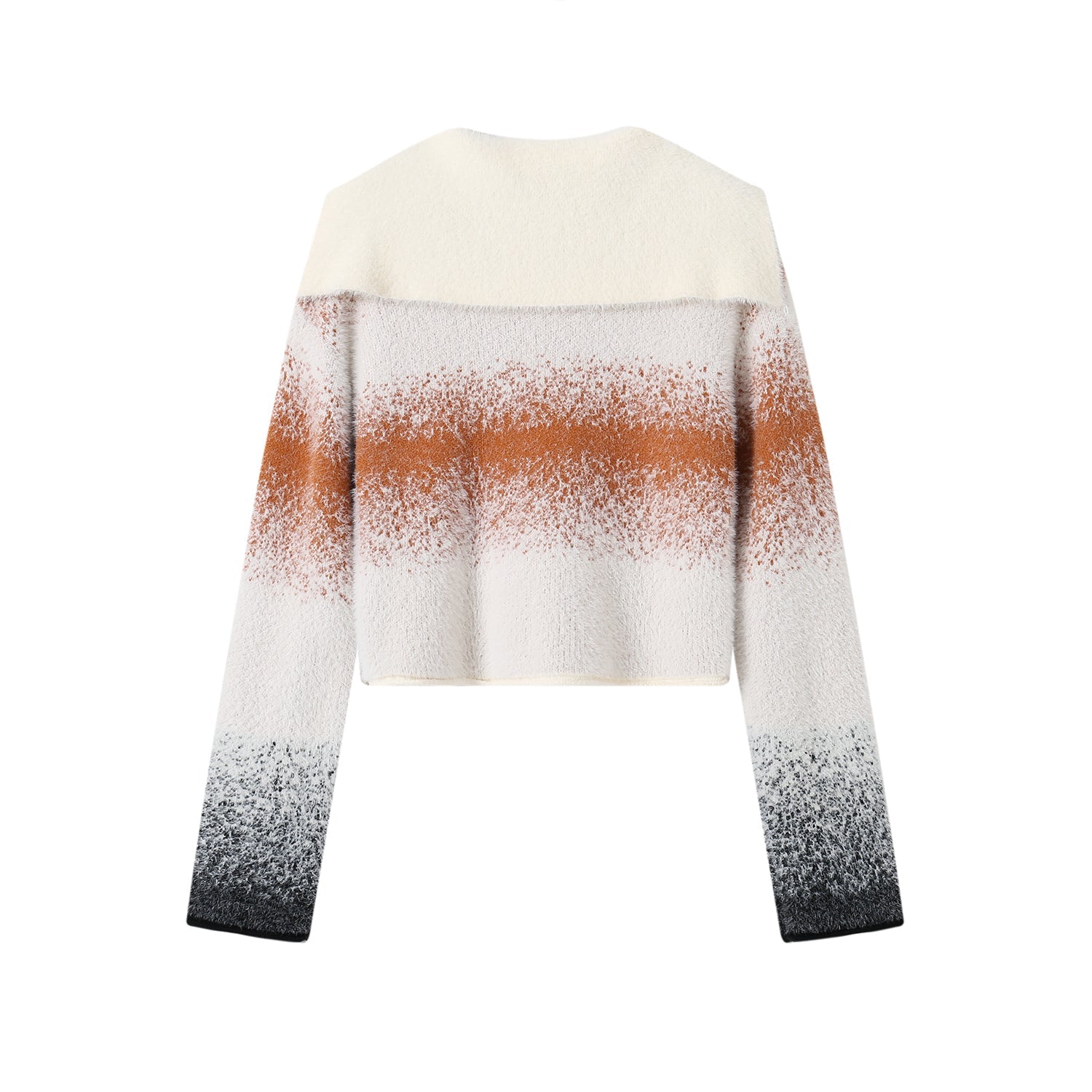 SOMESOWE White Collar Color Fading Faux Fur Sweater | MADA IN CHINA