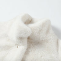 THREE QUARTERS White Collar Faux Mink Long Jacket | MADA IN CHINA