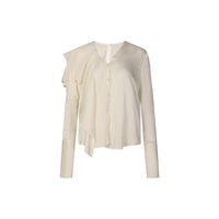 ELYWOOD White Collar Seamed Silk Shirt | MADA IN CHINA