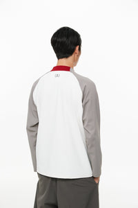 UNAWARES White Color-block Patchwork Reflective Logo Print Long Sleeve Top | MADA IN CHINA