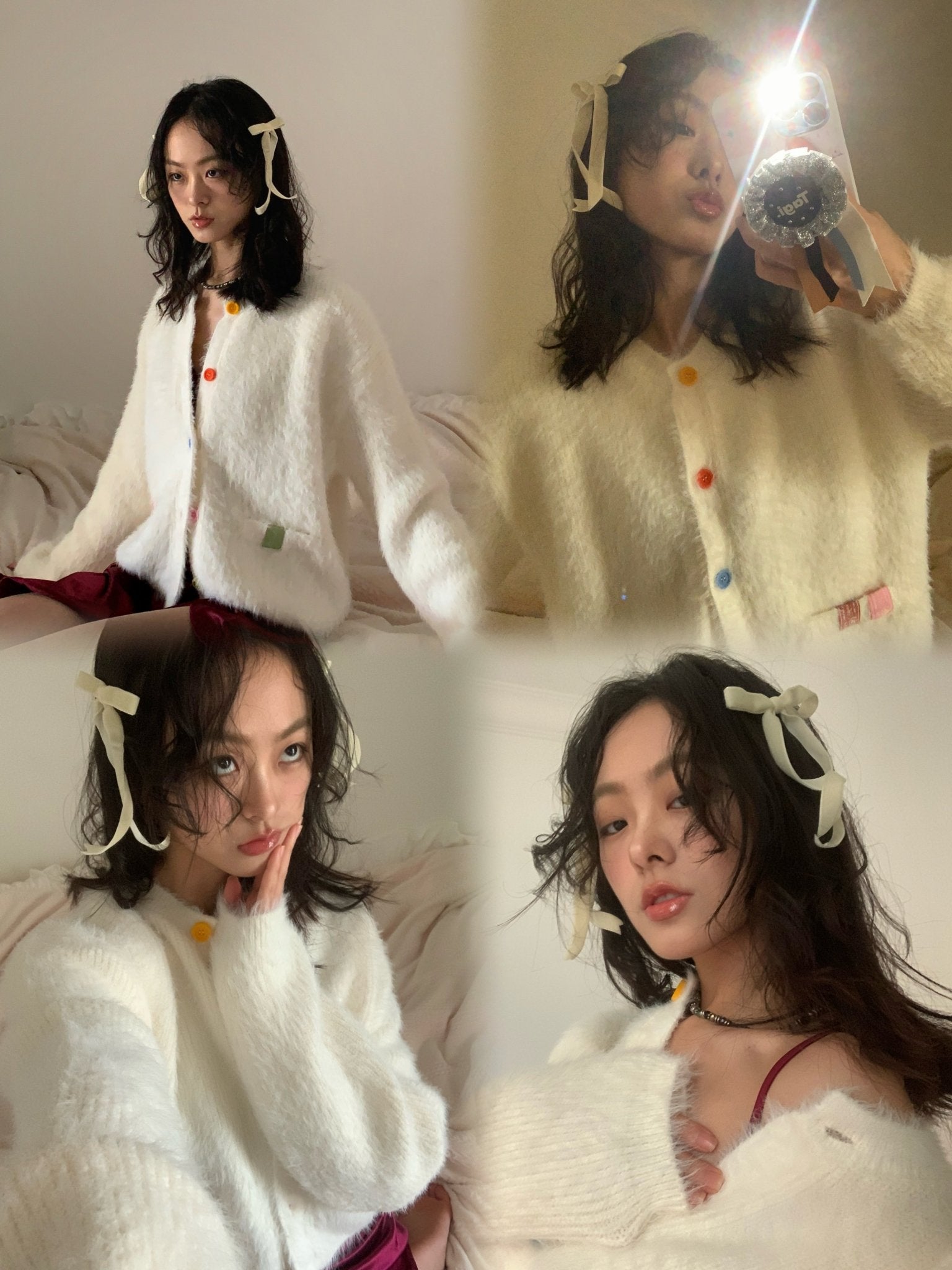Alexia Sandra White Color Button Cardigan | MADA IN CHINA