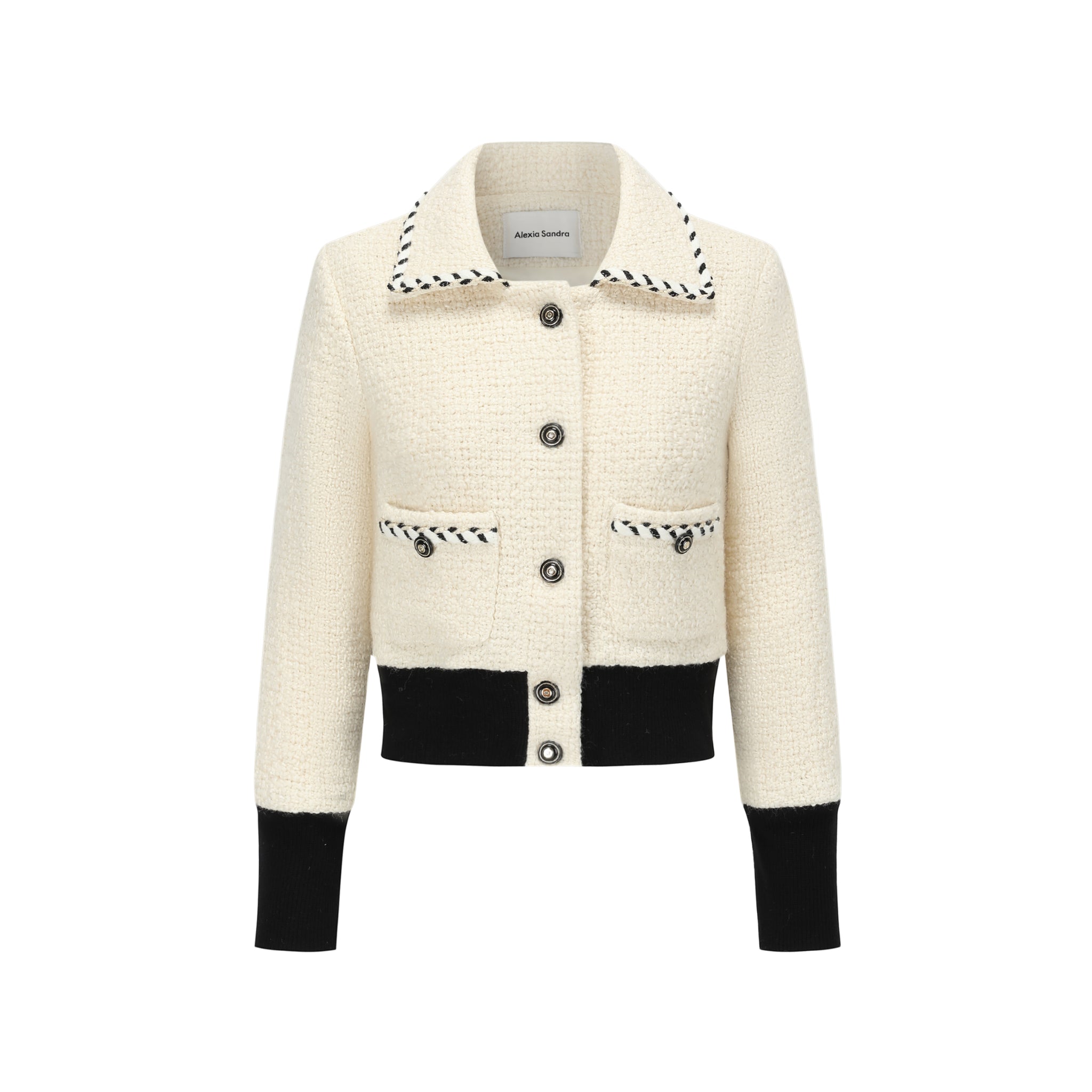 Alexia Sandra White Contrast-trim Tweed Jacket | MADA IN CHINA