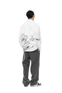 UNAWARES White Customized Graffiti Printed Shirt | MADA IN CHINA